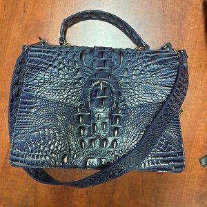 Brahmin Navy Croc Embossed Shoulder Bag.